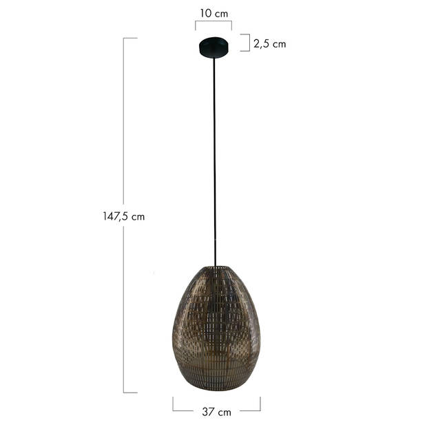 DKNC - Hanglamp Pretoria - Metaal - 37x37x47.5cm - Zwart