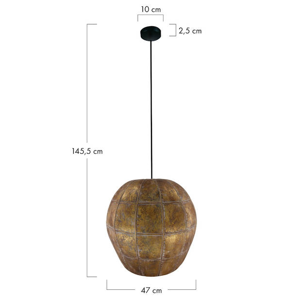 DKNC - Hanglamp Luxor - metaal 47x47x45.5cm - Goud