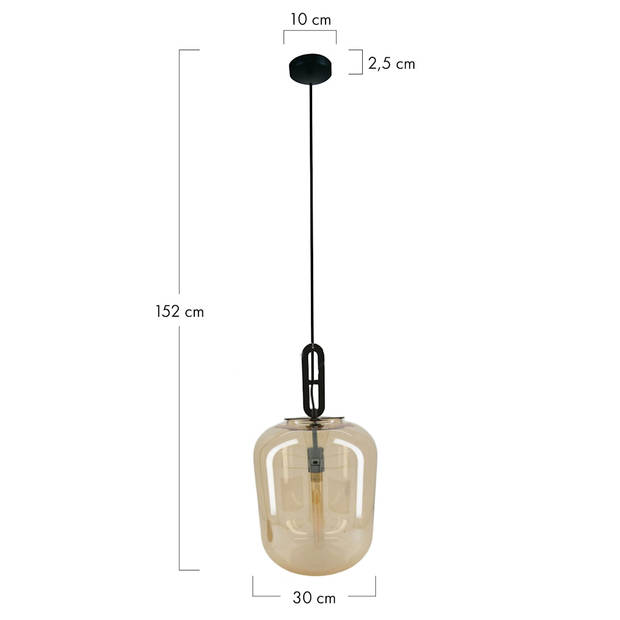 DKNC - Hanglamp Edinburgh - Glas - 30x30x52cm - Geel