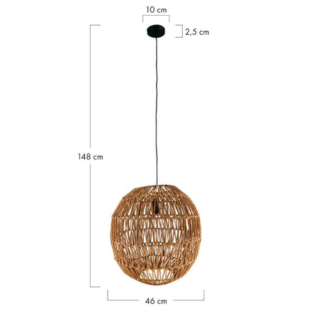 DKNC - Hanglamp Parma - Papier - 46x46x48cm - Bruin