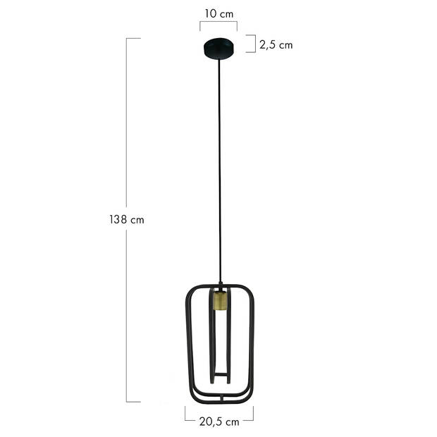 DKNC - Hanglamp Trondheim - Metaal - 20.5x20.5x38cm - Zwart