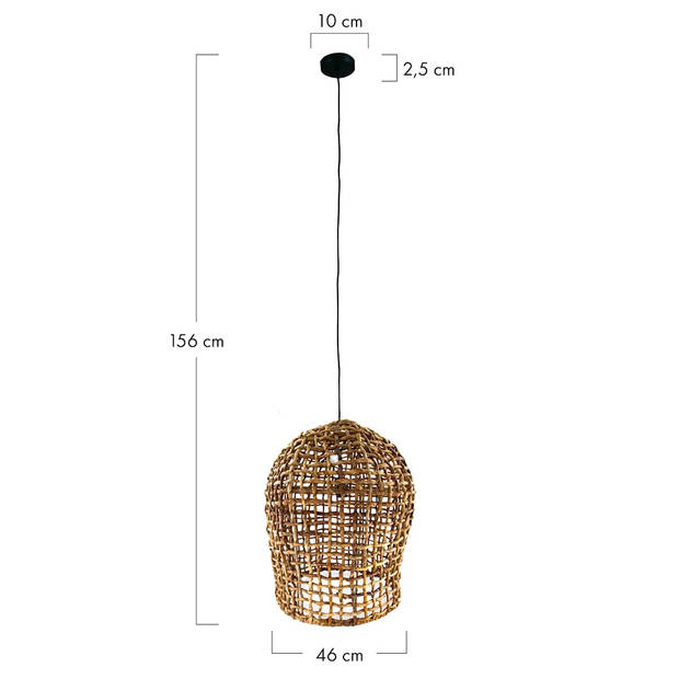 DKNC - Hanglamp Hanoi - Bananenblad - 46x46x56cm - Bruin