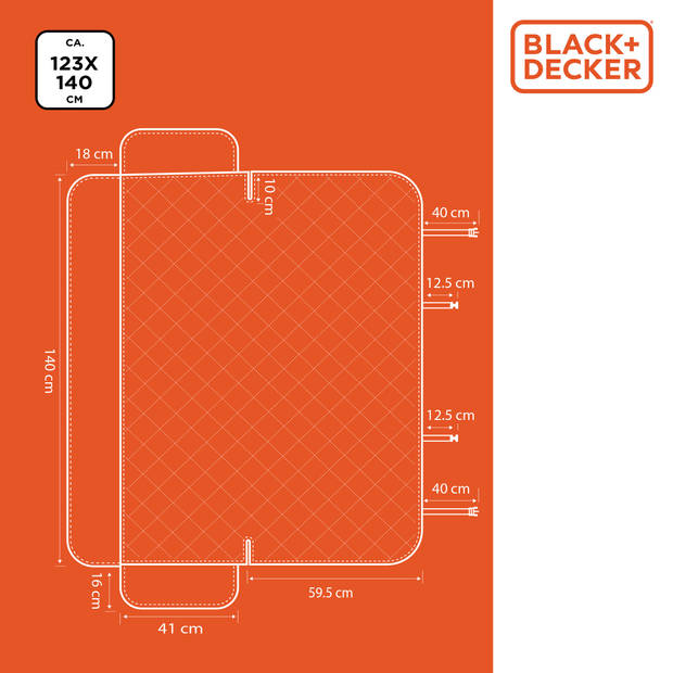 BLACK+DECKER Achterbank Beschermhoes Auto - Universeel - Waterdicht - 123 x 140cm - Zwart