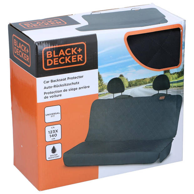 BLACK+DECKER Achterbank Beschermhoes Auto - Universeel - Waterdicht - 123 x 140cm - Zwart