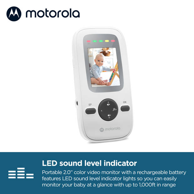 Motorola Nursery Babyfoon - VM481 - 2-Inch Ouder Unit - Infrarood Nachtzicht - Bereik tot 300 Meter - Wit