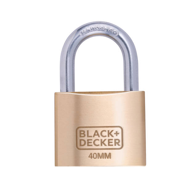 BLACK+DECKER Hangslot met Sleutel - 40mm - Incl. 3 Sleutels - Massief Messing Slot