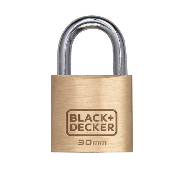 BLACK+DECKER Hangslot met Sleutel - 30mm - Incl. 3 Sleutels - Massief Messing Slot