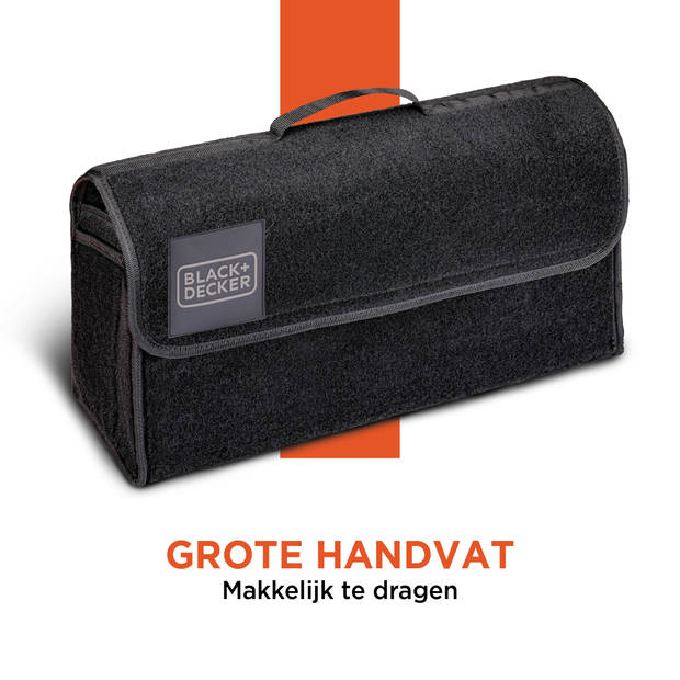 BLACK+DECKER Kofferbak Organizer - Kofferbak Tas - 55 x 15 x 23 CM - Met Klittenband - Zwart