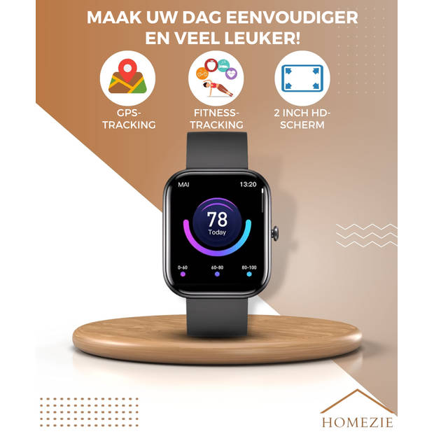 Homezie Smartwatch Android & iOS GPS Waterdicht Stappenteller Saturatiemeter