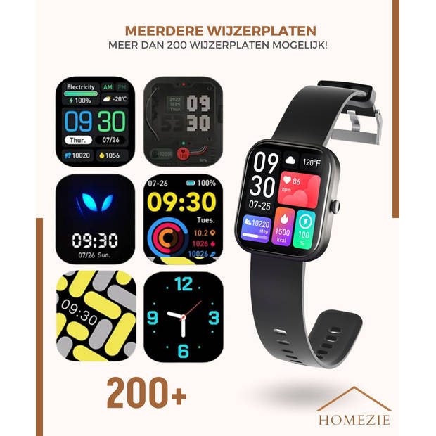 Homezie Smartwatch Android & iOS GPS Waterdicht Stappenteller Saturatiemeter
