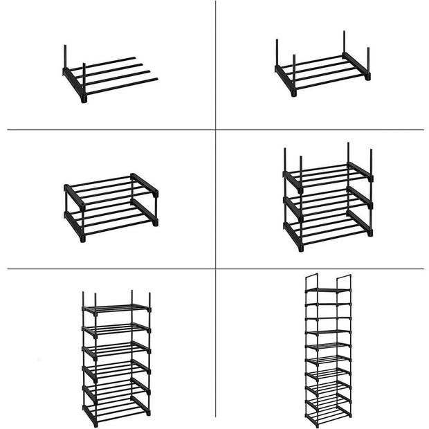 Bobbel Home - Schoenenrek - 10 planken - Metaal - Zwart