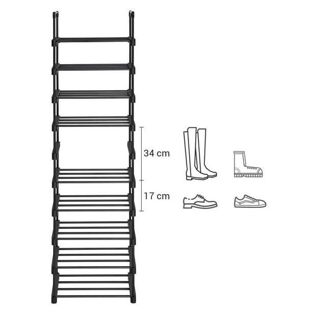 Bobbel Home - Schoenenrek - 10 planken - Metaal - Zwart