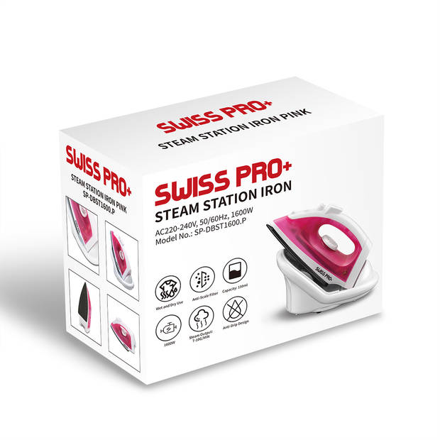 Swiss Pro+ StoomStrijkijzer 1600W Roze