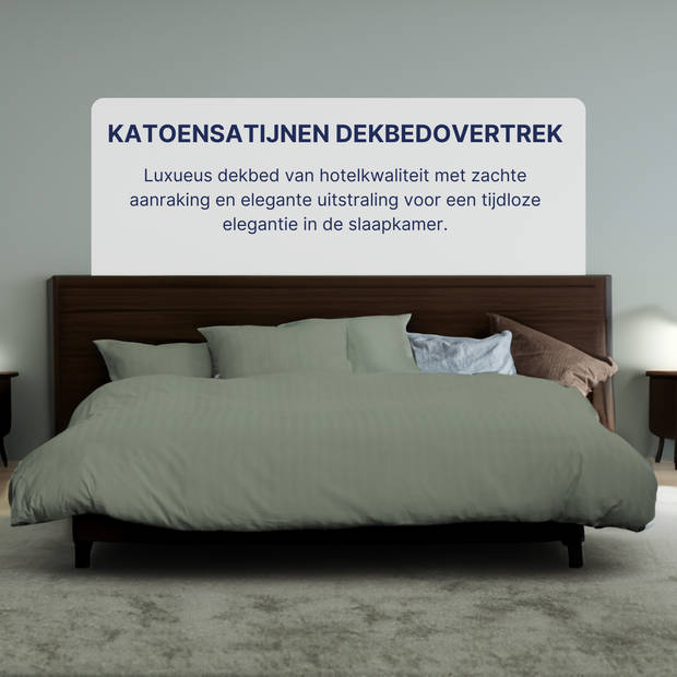 Ten Cate 100% Katoensatijnen Eenpersoons Dekbedovertrek - 140x200/220 - Groen