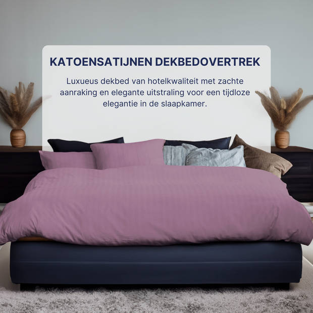 Ten Cate 100% Katoensatijnen Eenpersoons Dekbedovertrek - 140x200/220 - Paars