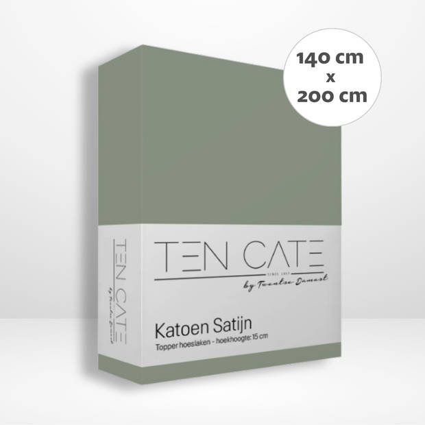 Ten Cate 100% Katoensatijnen Topper Hoeslaken - 140x200 - Groen