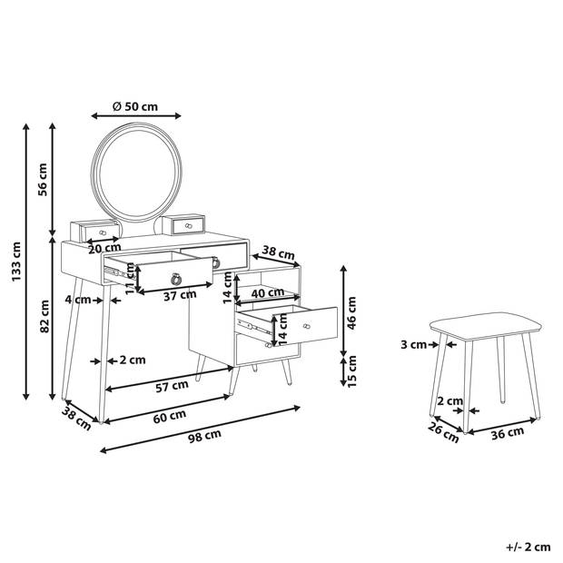 Beliani YVES - Kaptafel-Zwart-MDF