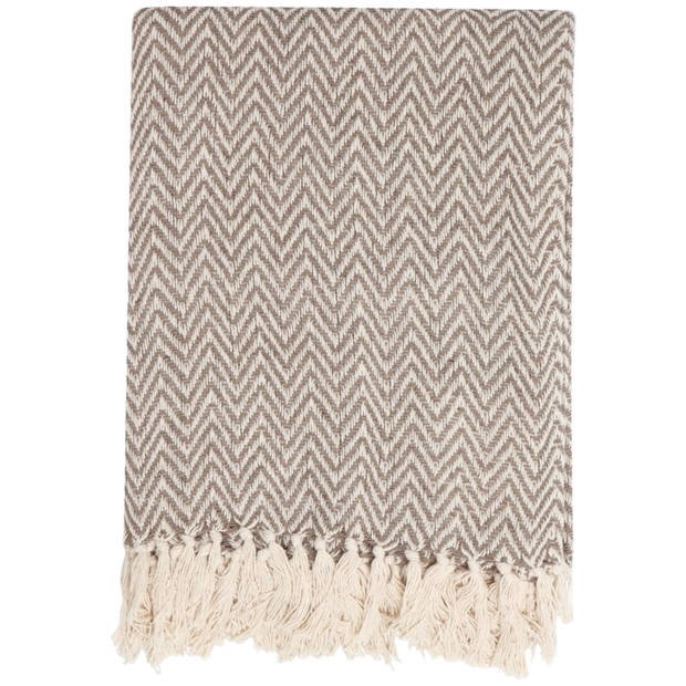 Linen & more plaid zigzag 130x170cm taupe