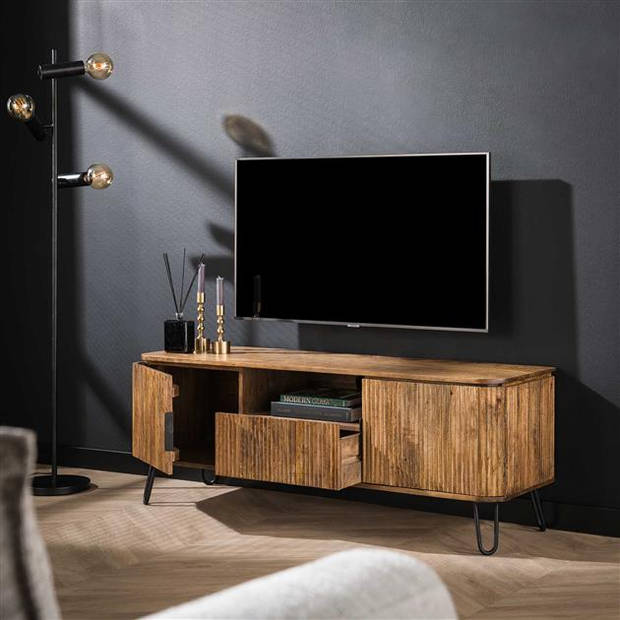 Hoyz - TV-meubel Wave 135cm - Mangohout - Zandkleur