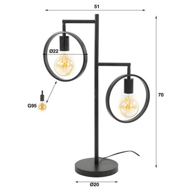 Hoyz - Tafellamp 2L Ring - Donkergrijs