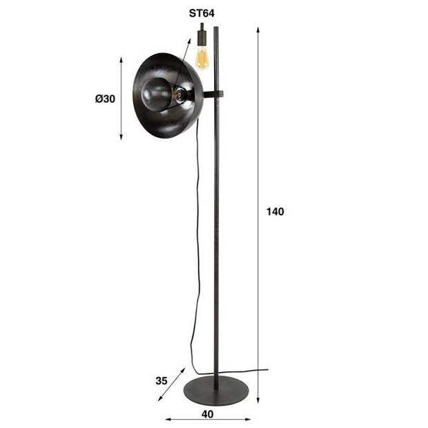 Hoyz - Vloerlamp Adjust 1L - Zwart Nikkel