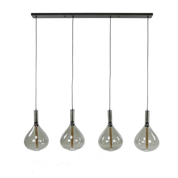 Hoyz Collection - Hanglamp 4L Drop Smoke Glass - Artic Zwart