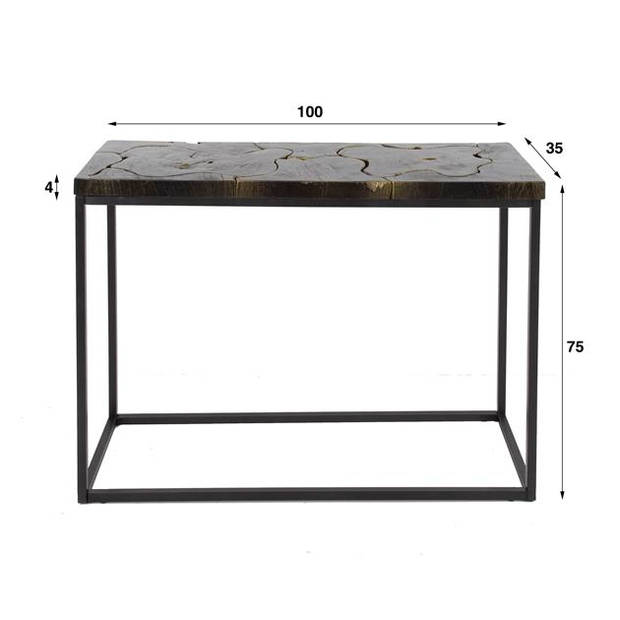 Hoyz Collection - Haltafel (KD) Black And Gold - Massief Teakhout