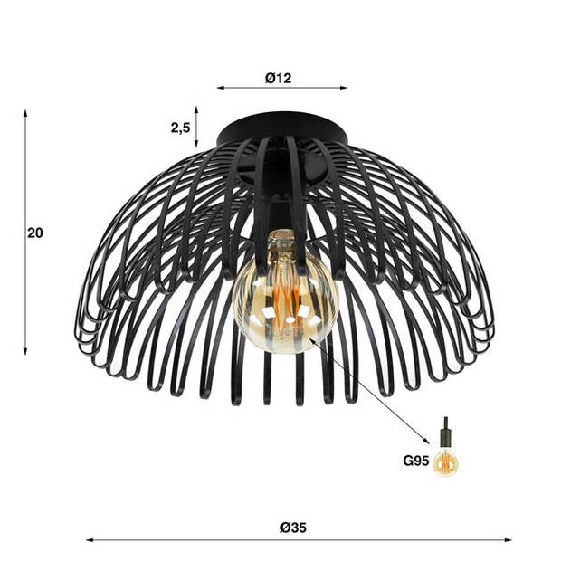 Hoyz - Plafondlamp 1L Bend - Donkergrijs