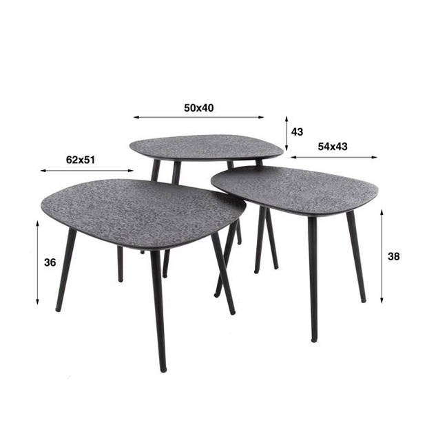 Hoyz - Salontafel Metallic - Grijs - Set van 3