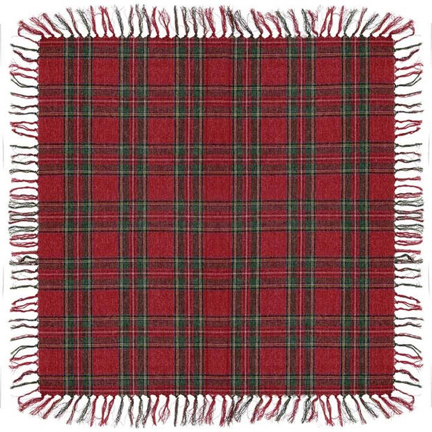 Unique Living - Tafelkleed Xmas Tartan - 90x90cm - Red