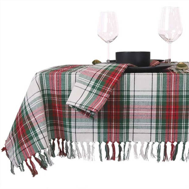 Unique Living - Tafelkleed Xmas Tartan - 150x200cm - White