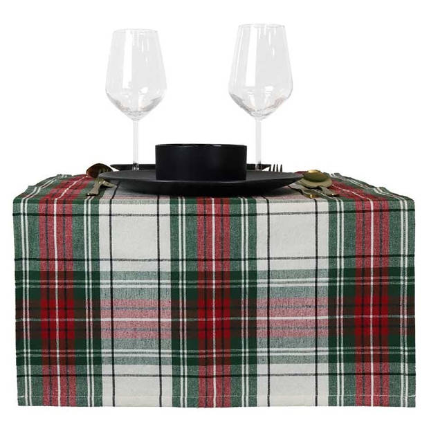 Unique Living - Tafelloper Xmas Tartan - 45x150cm - White