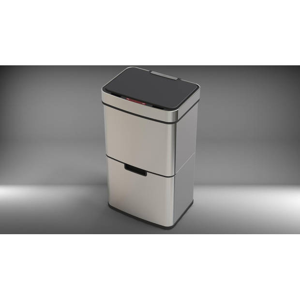 4cookz® Smart Waste RVS afvalscheidingsprullenbak met sensor 72 liter met 70 afvalzakken