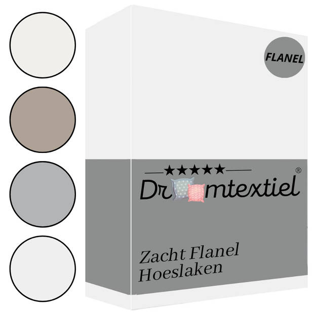 Droomtextiel Hoeslaken Flanel Wit - 90x200 cm - Superzacht - 100% katoen