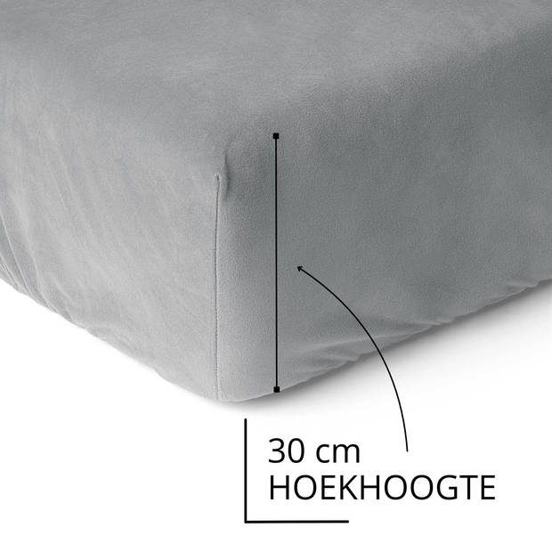 Droomtextiel Hoeslaken Flanel Grijs - 90x200 cm - Superzacht - 100% katoen