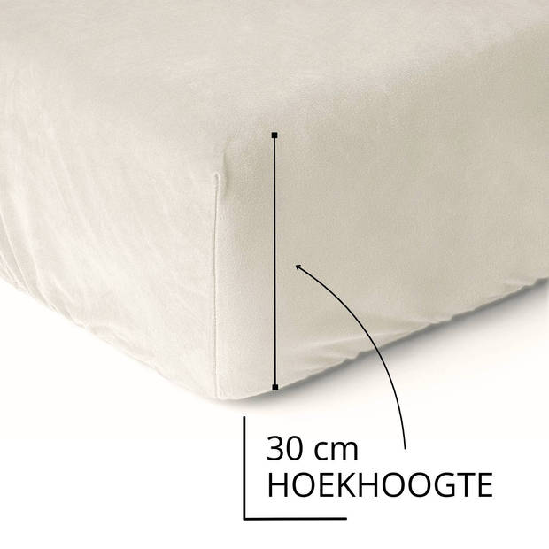 Droomtextiel Hoeslaken Flanel Ivoor - 90x200 cm - Superzacht - 100% katoen