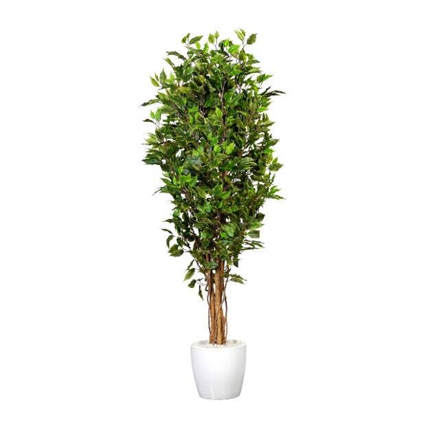 Kopu® Kunstplant Ficus Smal 150 cm in pot met Natuurstam