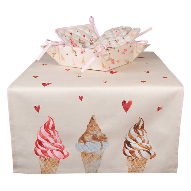 HAES DECO - Broodmand - 35x35x8 cm - 100% Katoen - Frosty and Sweet