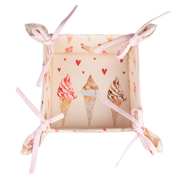 HAES DECO - Broodmand - 35x35x8 cm - 100% Katoen - Frosty and Sweet