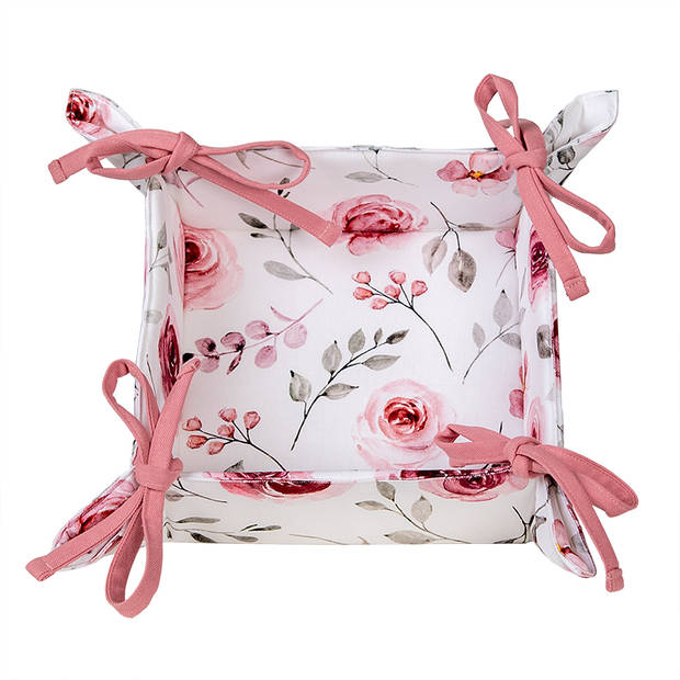 HAES DECO - Broodmand - 35x35x8 cm - 100% Katoen - Rustic Rose