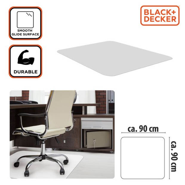 BLACK+DECKER Stoelmat - Vloerbeschermer - 90 x 90 CM - Transparant