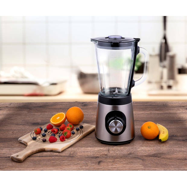 alpina Blender 1,5L - BL9703A-GS - Smoothie Maker 500W - 2 Snelheden en Pulserende Functie - Zilver