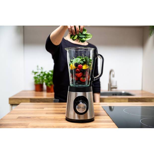 alpina Blender 1,5L - BL9703A-GS - Smoothie Maker 500W - 2 Snelheden en Pulserende Functie - Zilver