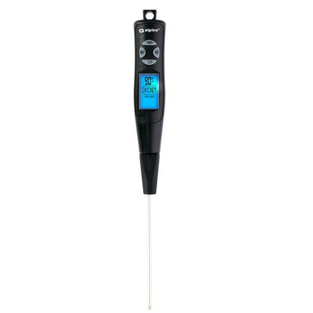 Alpina Vleesthermometer - Digitaal - Voorgeprogrammeerd - 2 Probes - RVS/ Zwart