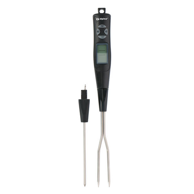 Alpina Vleesthermometer - Digitaal - Voorgeprogrammeerd - 2 Probes - RVS/ Zwart