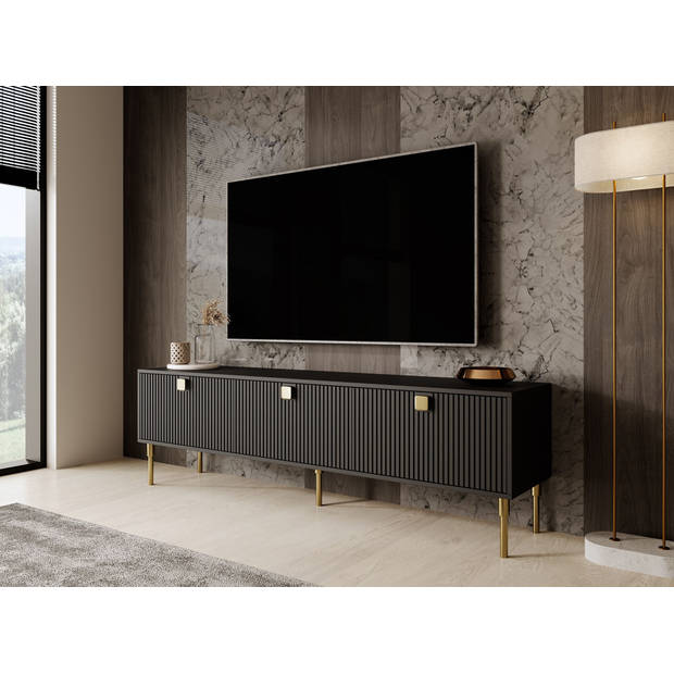 Meubella TV-Meubel Doral - Zwart - 180 cm