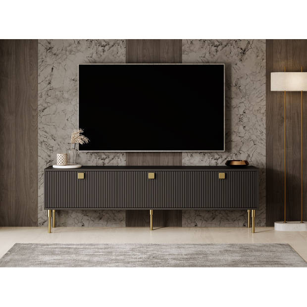 Meubella TV-Meubel Doral - Zwart - 180 cm