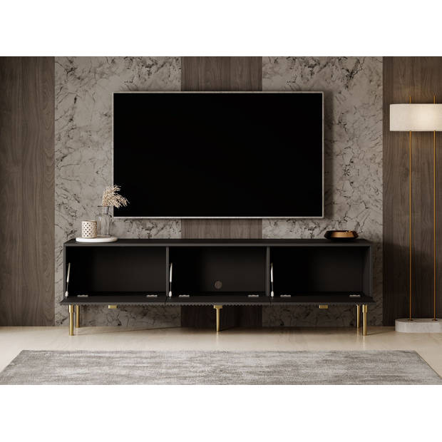 Meubella TV-Meubel Doral - Zwart - 180 cm