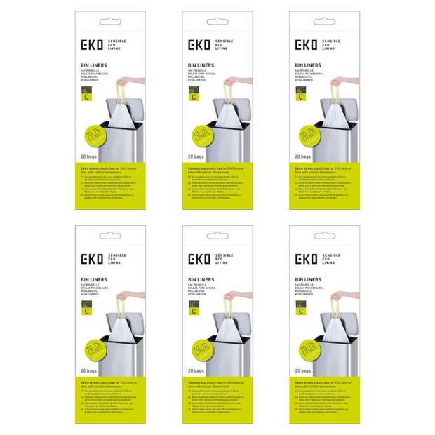 EKO - Afvalzakken 10-15 ltr (C), EKO (6x20 stuks) - - wit