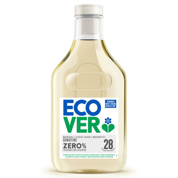 Ecover - Vloeibaar Wasmiddel - ZERO - 0% Parfum & 0% Kleurstoffen - Gevoelige huid - 6 x 1,43L - Voordeelverpakking